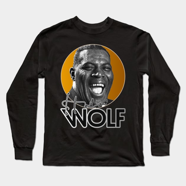 Retro Howlin' Wolf Gold Tribute Long Sleeve T-Shirt by darklordpug
